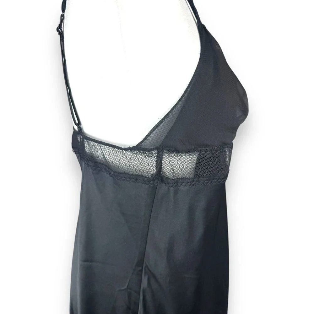 Victoria's Secret Black Satin Slip Dress with Lace Trim - Picture 11 of 15